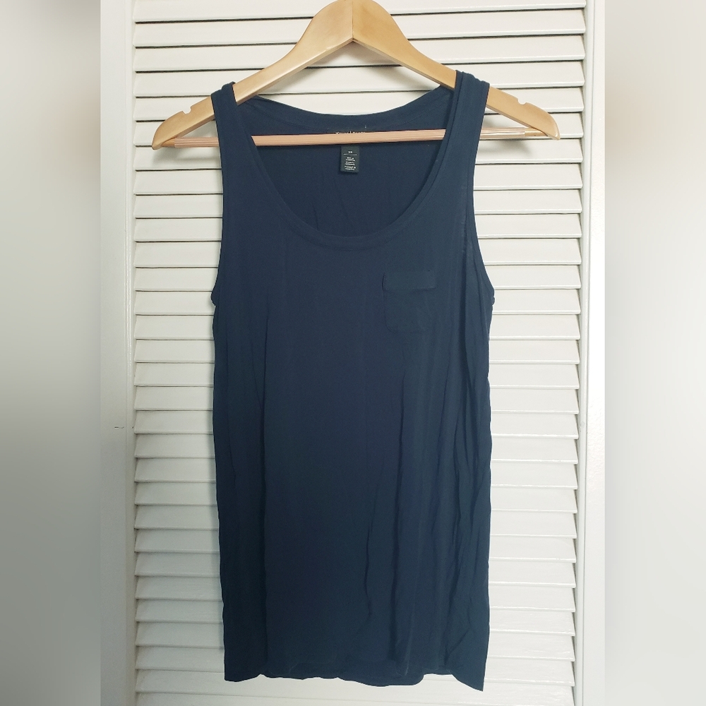 White House Black Market WHBM Navy Blue Tank Top With Pocket